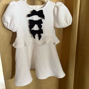 Janie and jack White Dress with Black Bows size 3